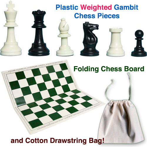  A&A Tournament Chess Set/ 20''x20'' Foldable Silicone Chess  Board / 3.75'' King Height Plastic Quadruple Weighted Classic Staunton  Pieces/Storage Bag For 6 Years Old - 2 Players : Toys & Games