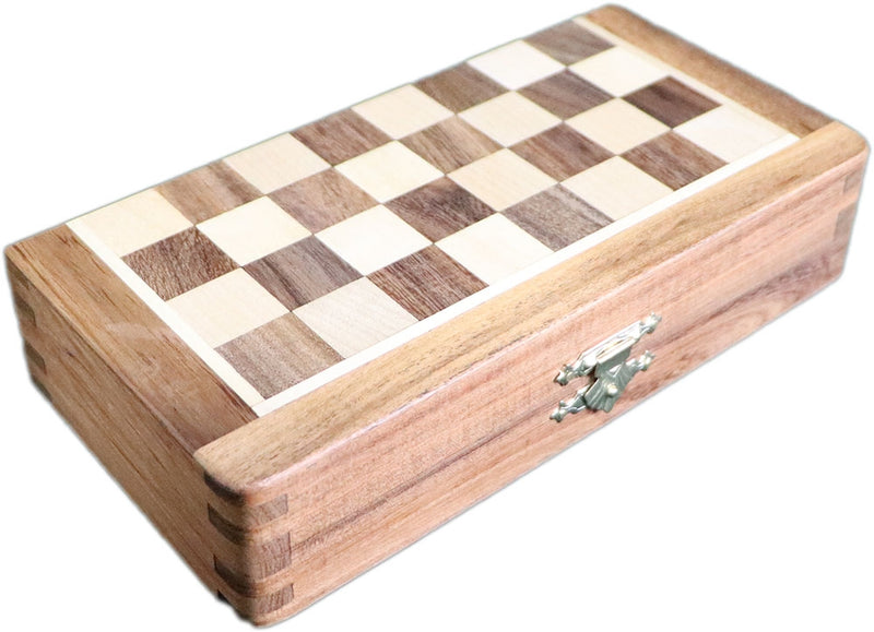 Smyslov Wooden Folding Magnetic Travel Chess Set (7''x 3.5")