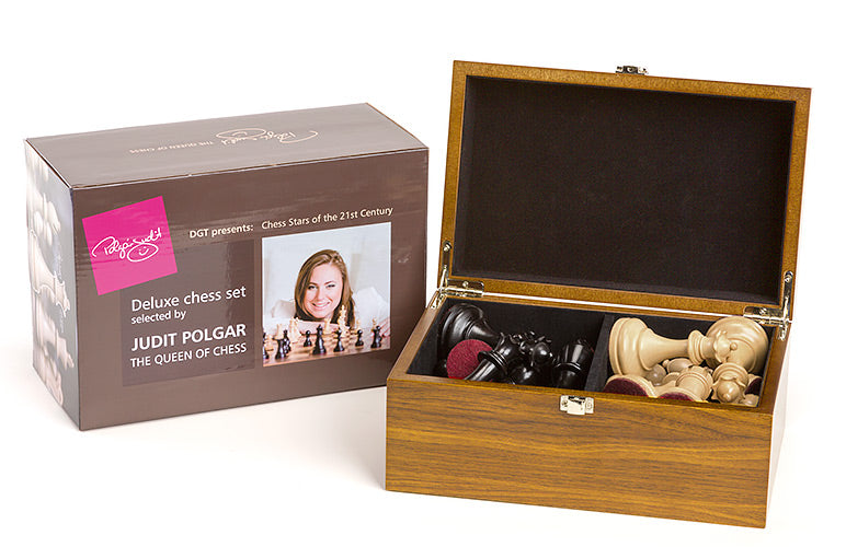 Judit Polgar Deluxe Wooden Chess Set with Box (Pieces, Board & Box)