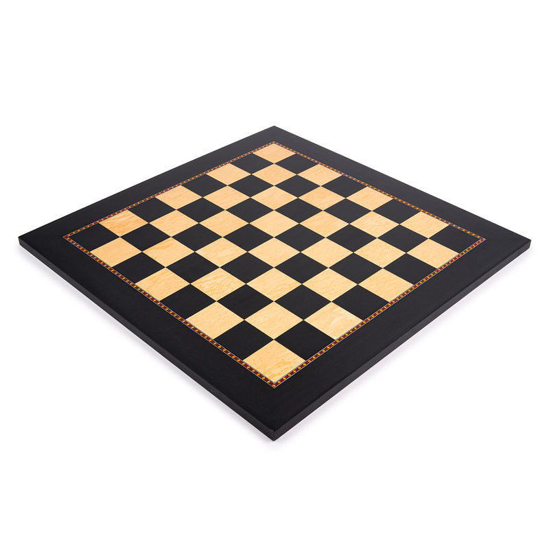 The Queen's Gambit Black Dyed Poplar and Ash Root Chess Board