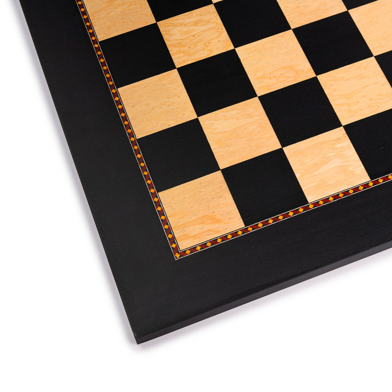 The Queen's Gambit Black Dyed Poplar and Ash Root Chess Board