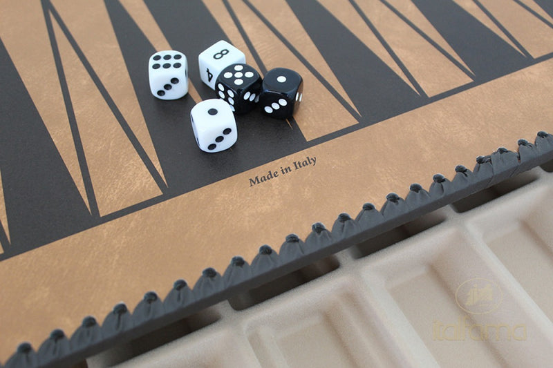 Italfama Gold & Black Leatherette Chess, Checkers & Backgammon Cabinet Board