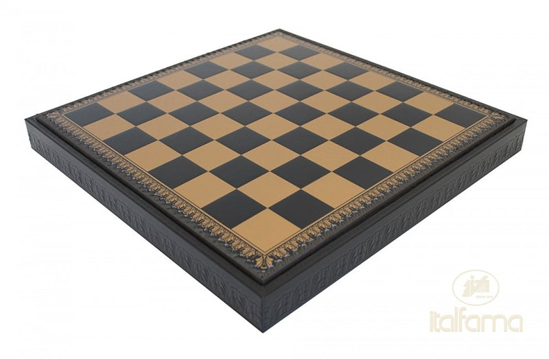 Italfama Gold & Black Leatherette Chess, Checkers & Backgammon Cabinet Board