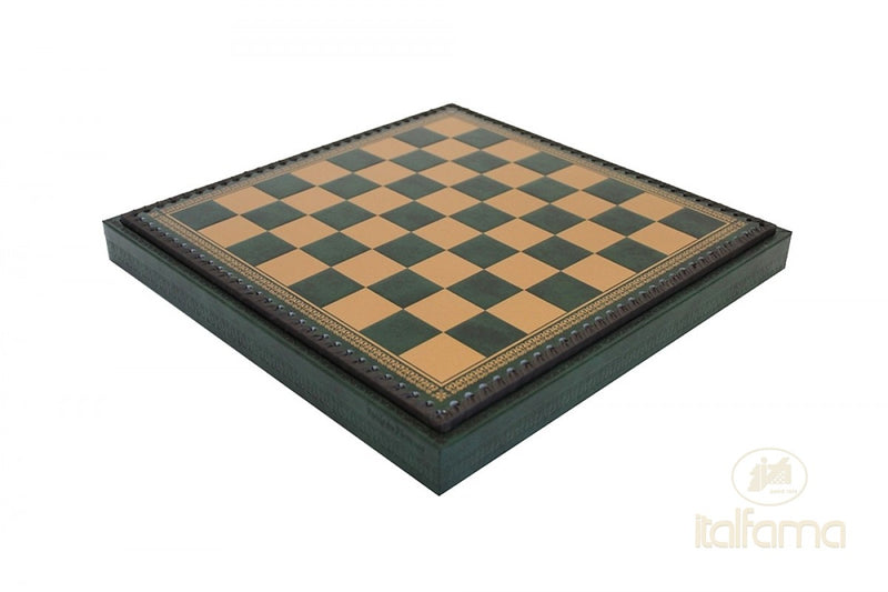 Italfama Gold & Green Leatherette Chess, Checkers & Backgammon Cabinet Board