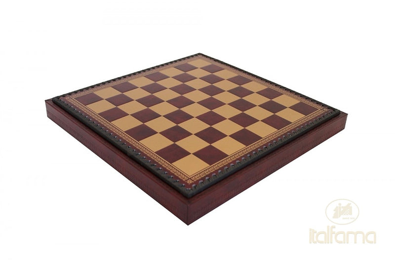 Italfama Gold & Burgundy Leatherette Chess, Checkers & Backgammon Cabinet Board