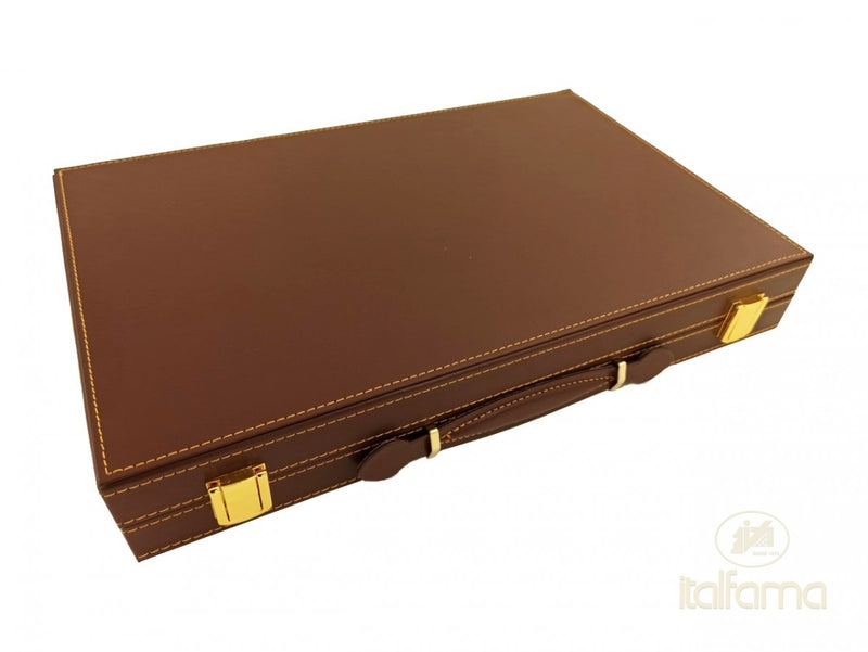 Italfama Brown Leatherette Folding Backgammon Set