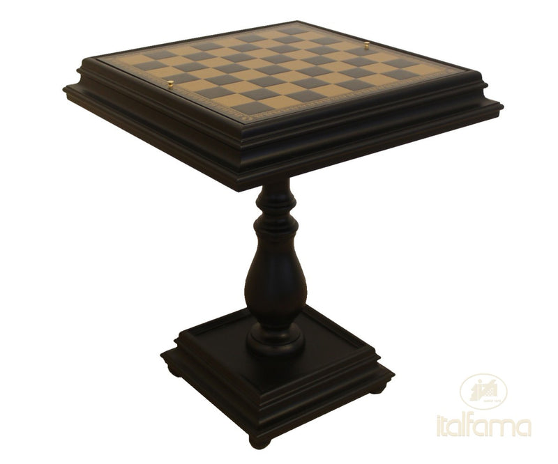 Italfama Black Lacquered Tilia Wood Chess & Games Table