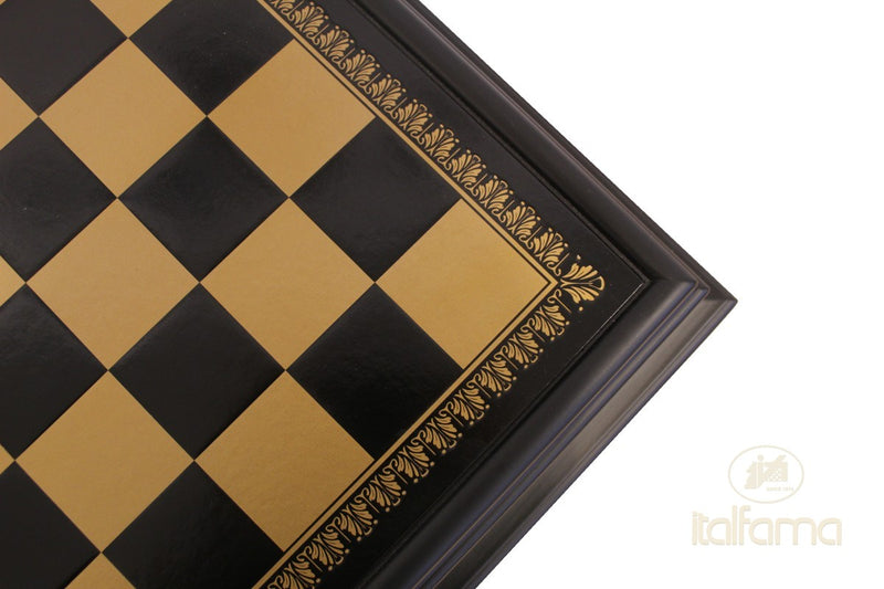 Italfama Black Lacquered Tilia Wood Chess & Games Table