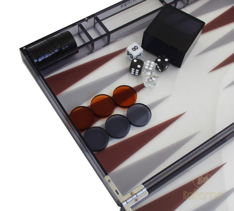 Italfama Plexiglass Translucent Grey Folding Backgammon Set