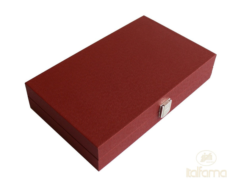Italfama Folding Leatherette Backgammon Set - Red/Black