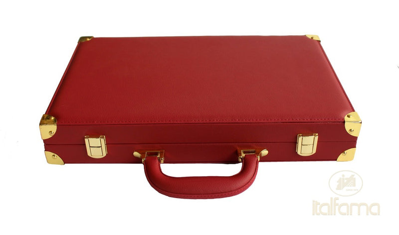Italfama Deluxe Folding Leatherette Backgammon Set - Red/Black