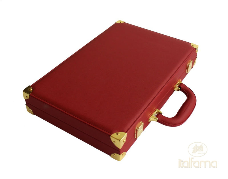 Italfama Deluxe Folding Leatherette Backgammon Set - Red/Black