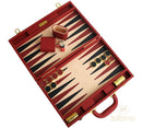 Italfama Deluxe Folding Leatherette Backgammon Set - Red/Black