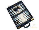 Italfama Deluxe Folding Leatherette Backgammon Set - Blue/White