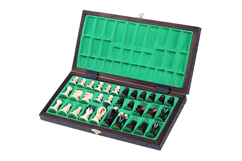 Consul Folding Wooden Chess Set - Brown