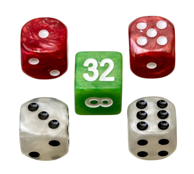 Backgammon Counters/Checkers Pieces - Red/White with Dice