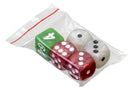 Backgammon Counters/Checkers Pieces - Red/White with Dice