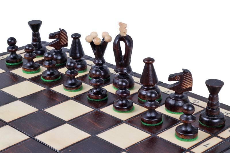 Consul Folding Wooden Chess Set - Brown