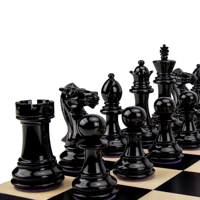 Purling Bold Chess Set Metallic Black & Arctic Shadow with Maple Board