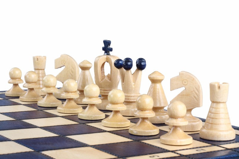 Consul Folding Wooden Chess Set - Blue