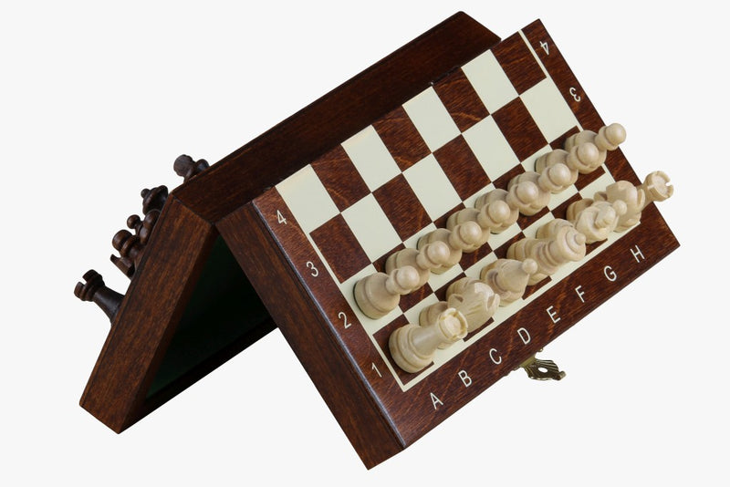 Mini Magnetic Folding Travel Chess set - Brown