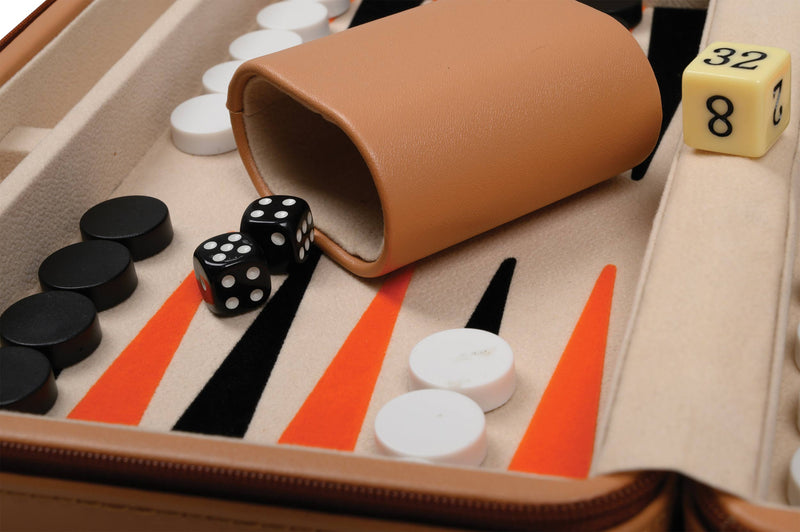 Travel Faux Leather Case Magnetic Backgammon Set