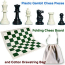 Plastic Gambit Chess Set, Folding Board and Drawstring Bag