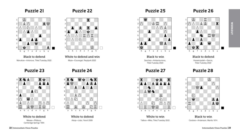 Math Chess Intermediate Chess Puzzles: 500 Practice Exercises - Martin Bennedik