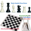 Plastic Gambit Chess Set, Deluxe Silicone Mat and Drawstring Bag