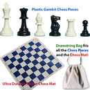 Plastic Gambit Chess Set, Deluxe Silicone Mat and Drawstring Bag