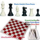 Plastic Gambit Chess Set, Deluxe Silicone Mat and Drawstring Bag