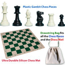 Plastic Gambit Chess Set, Deluxe Silicone Mat and Drawstring Bag
