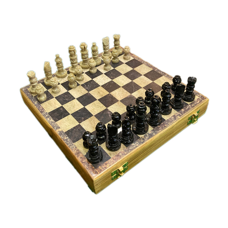 Stone Chess Set with Wooden Board Box (10 x 10")