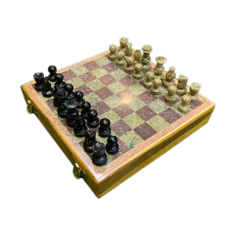 Stone Chess Set with Wooden Board Box (8 x 8")