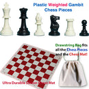 Plastic Weighted Gambit Chess Set, Deluxe Silicone Mat and Drawstring Bag