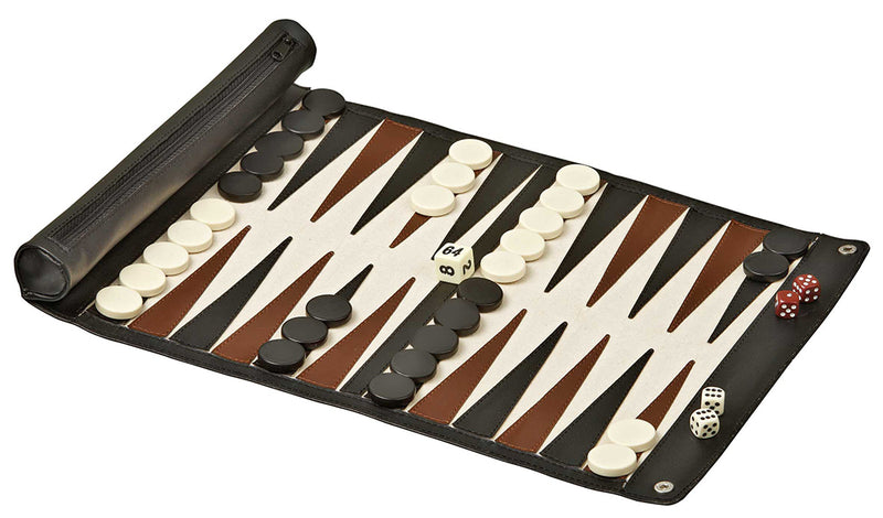 Philos Roll-Up Travel Games - Backgammon, Schaak En Dammen In één Reis Set Philos Roll-Up Travel Games - Backgammon, Schaak En Dammen In één Reis Set