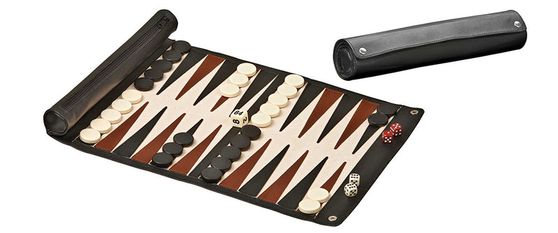 Roll-up Leatherette Travel Backgammon Set