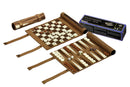 3-in-1 Roll-up Leatherette Travel Chess, Draughts & Backgammon Set