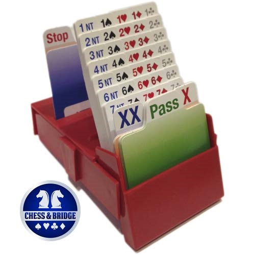 Bridge Partner - Bridge Boxes for Bidding - Red - Set of 4 with Bidding Cards