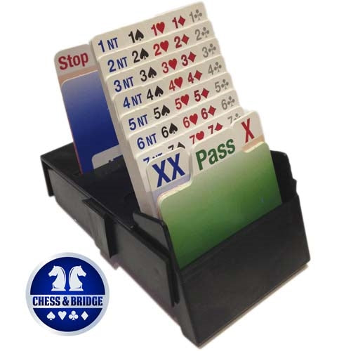Bridge Partner - Bridge Boxes for Bidding - Black - Set of 4 with Bidding Cards