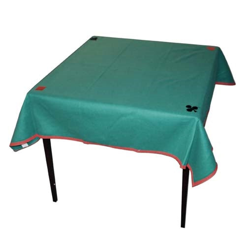 Polyester Bridge Table Cloth with Suit Symbols - Forest Green (47" square)