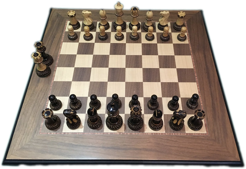 Parker Burnt Chess Combination (Parker Chess Set, LCC Lux 50mm, Large Box)