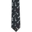 Chess Tie - Black with Grey Pieces