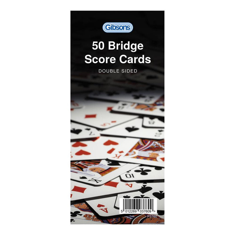 50 Rubber Bridge Score Cards - Double Sided