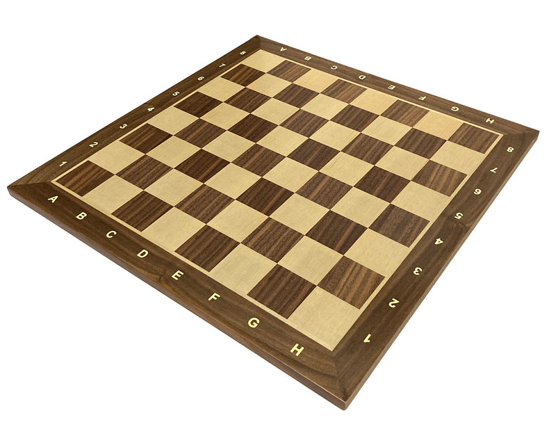 Standard Walnut and Maple Chess Board with Algebraic Notation (ST2)