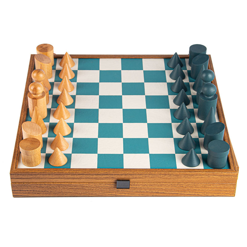 Bauhaus Style Wooden Chess Set with Chess Board-Box