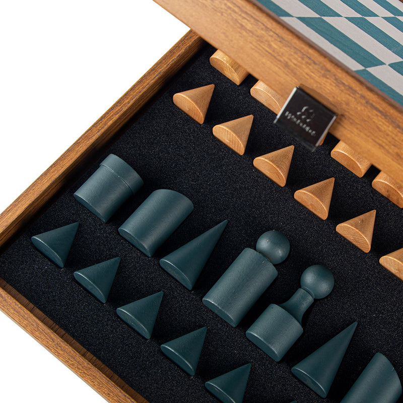 Bauhaus Style Wooden Chess Set with Chess Board-Box