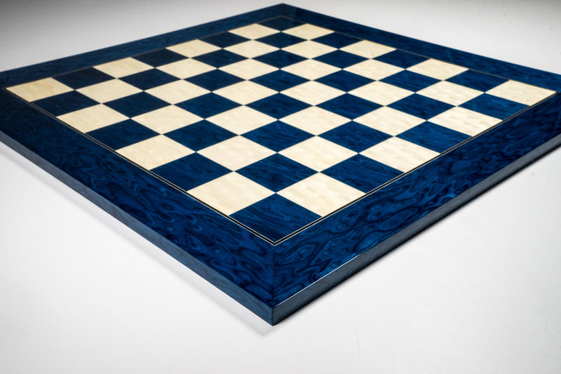 High Gloss Blue Ash Burl and White Erable Chess Board