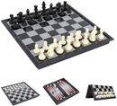 Folding Magnetic Plastic Chess, Draughts and Backgammon Set