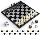 Folding Magnetic Plastic Chess, Draughts and Backgammon Set